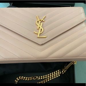 Yves Saint Laurent YSL leather wallet on chain